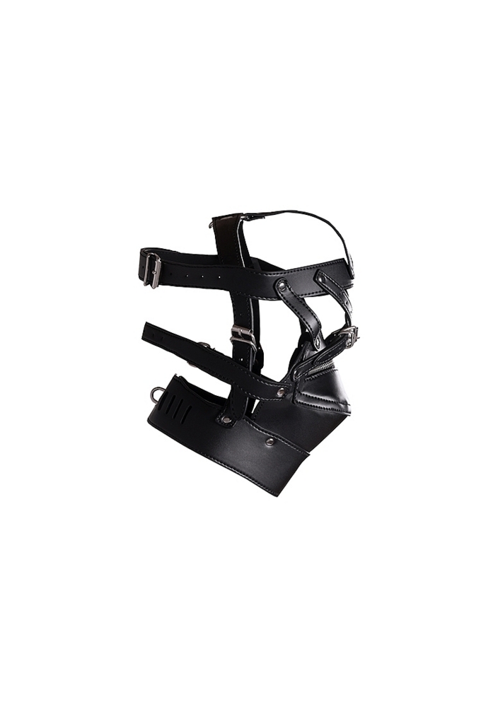 Head Harness with Zip-up Mouth and Lock   
