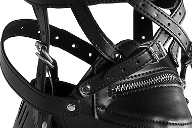 Head Harness with Zip-up Mouth and Lock  