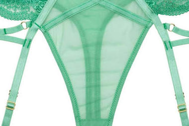 Sarina' Green Embroidery High Waist Suspender Brief 