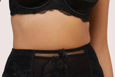 'Lottie' Black Floral Embroidery Vintage Style Suspender Belt  