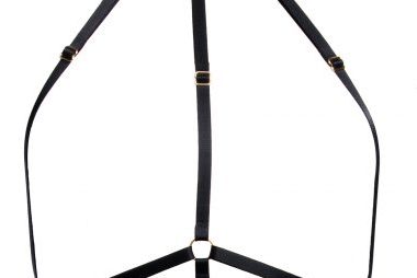 The Samantha Harness in Black with Golden  Sliders 