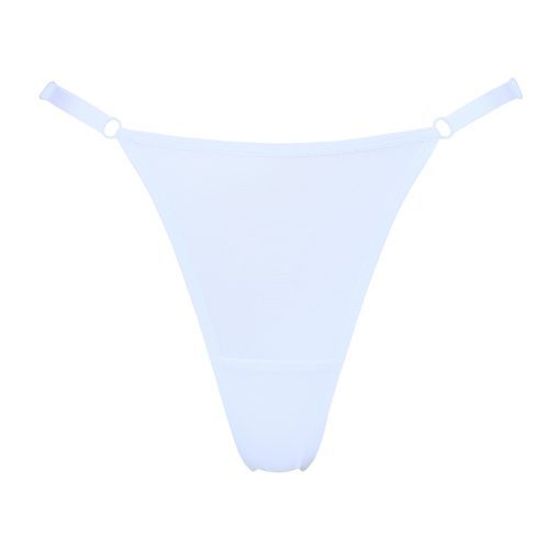 White Mesh Adjustable High Cut Thong  