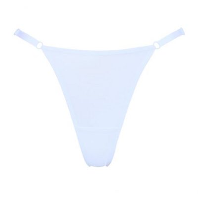 White Mesh Adjustable High Cut Thong