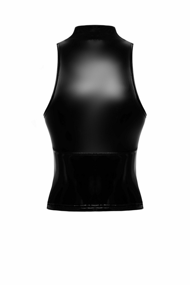 Glam wetlook top with vinyl corset  