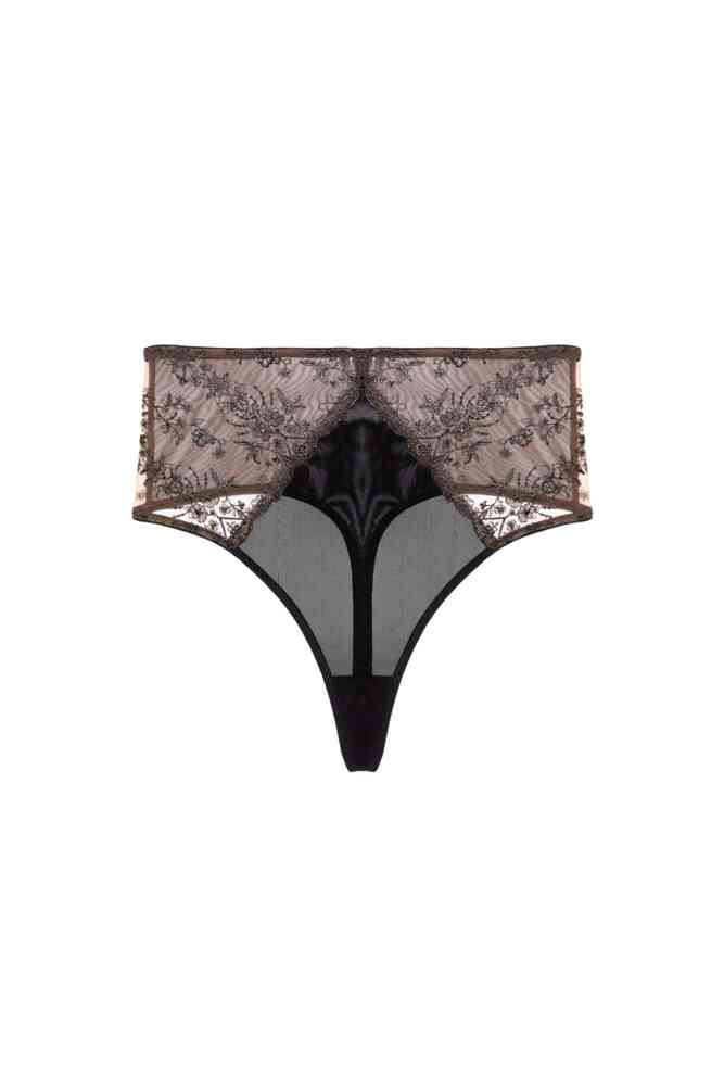 Cassia Black High Waisted Thong  