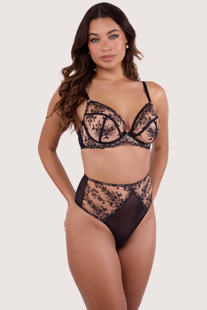 Cassia Black High Waisted Thong  