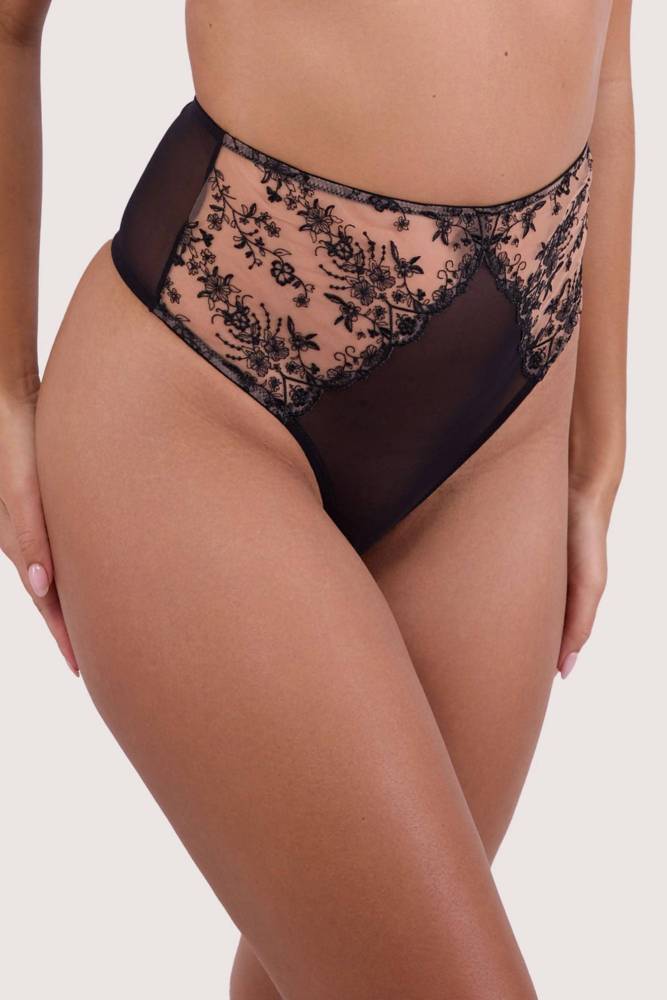 Cassia Black High Waisted Thong  