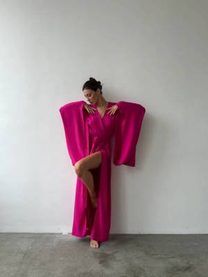 / Kimono Sleeves Viscose Long Robe