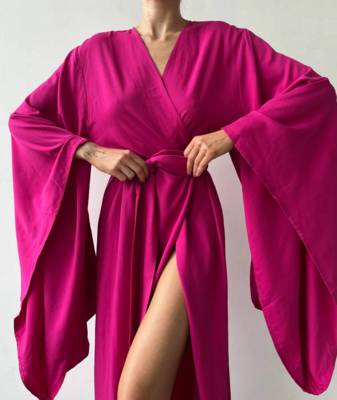 / Kimono Sleeves Viscose Long Robe