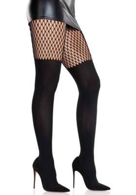/ Garter Illusion Tights with Net Detail