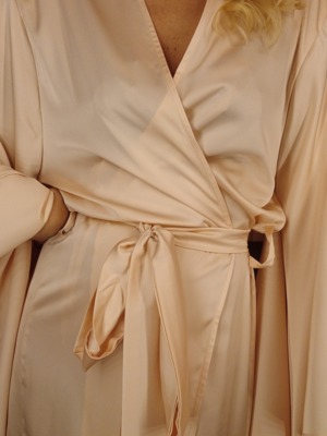 Kimono Sleeves Silk Long Robe blush 
