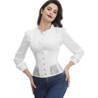 /  White See-through Floral Corset