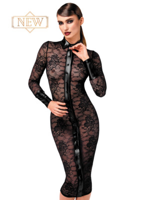 / F376 Noirelle Lace Button-up Midi dress