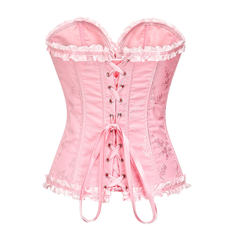 Victorian Pink Brocade  Overbust Corset  