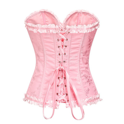 / Victorian Pink Brocade  Overbust Corset