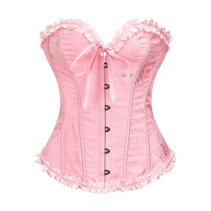 Victorian Pink Brocade  Overbust Corset  