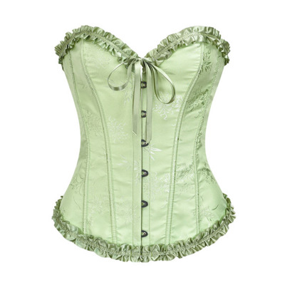 / Victorian  Grass Green Overbust Corset