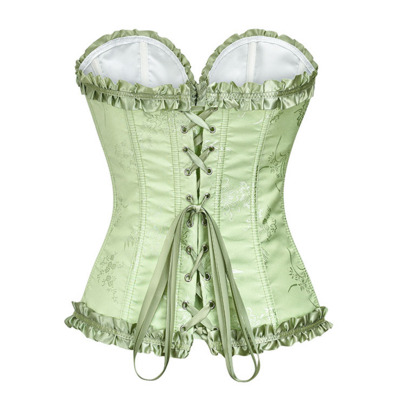 / Victorian  Grass Green Overbust Corset