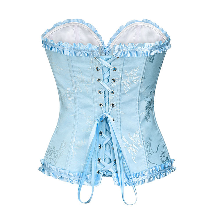 Victorian Azure Brocade Overbust corset  