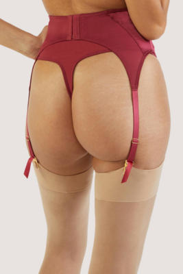 / Etta Red Mesh And Satin Suspender Belt