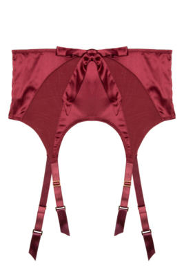 / Etta Red Mesh And Satin Suspender Belt