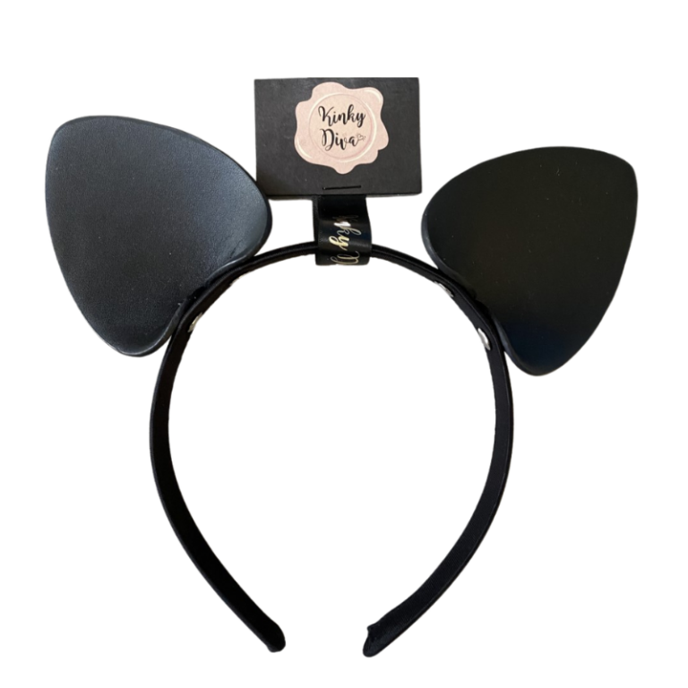 Vegan Leather Cat Ears – Black/Silver  