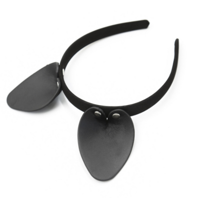 / Vegan Leather Cat Ears – Black/Silver