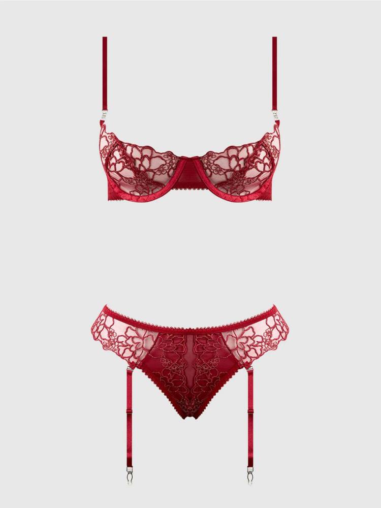 EDEN embroidered set rhubarb  