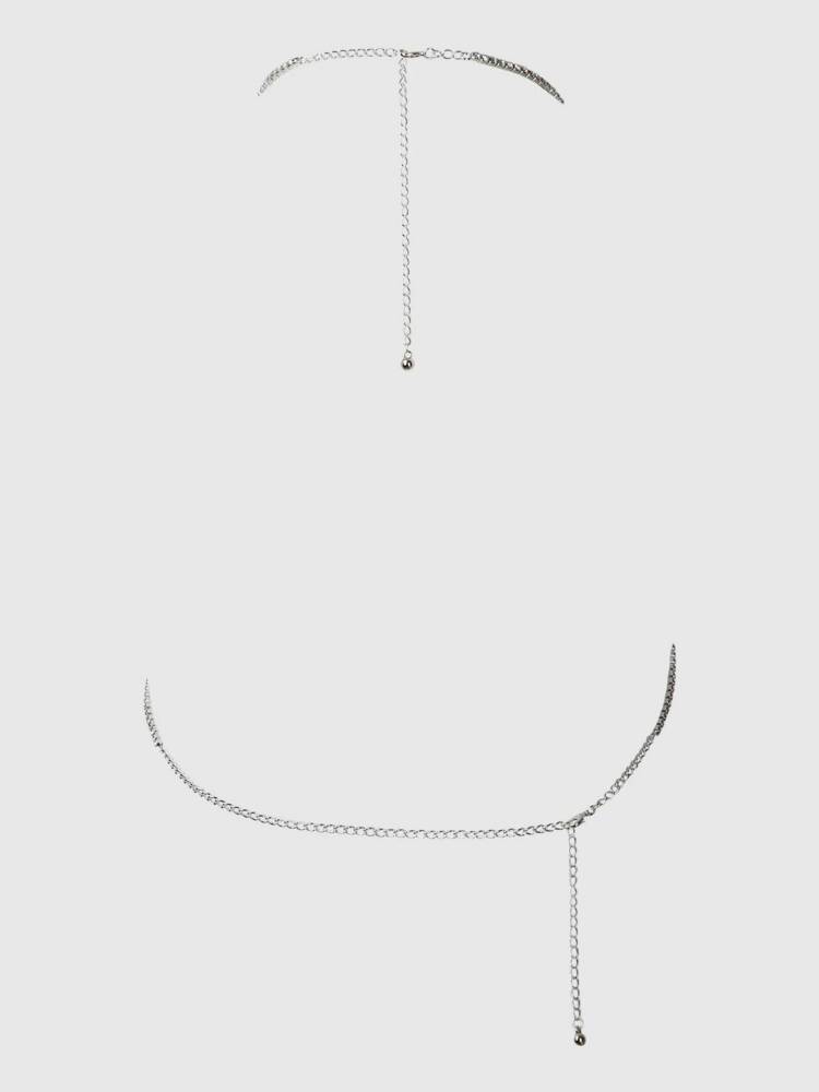 Rhinestone swirl knot bralette silver  