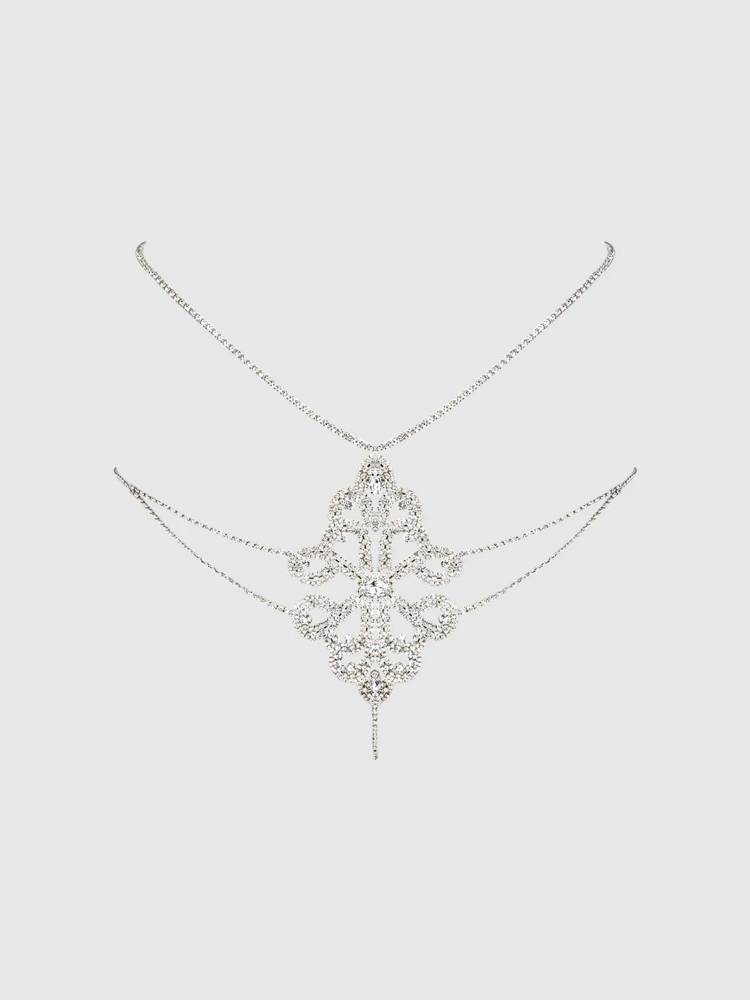 Rhinestone swirl knot panty  silver  