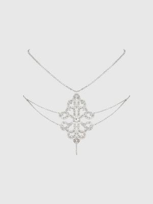 Rhinestone swirl knot panty  silver 