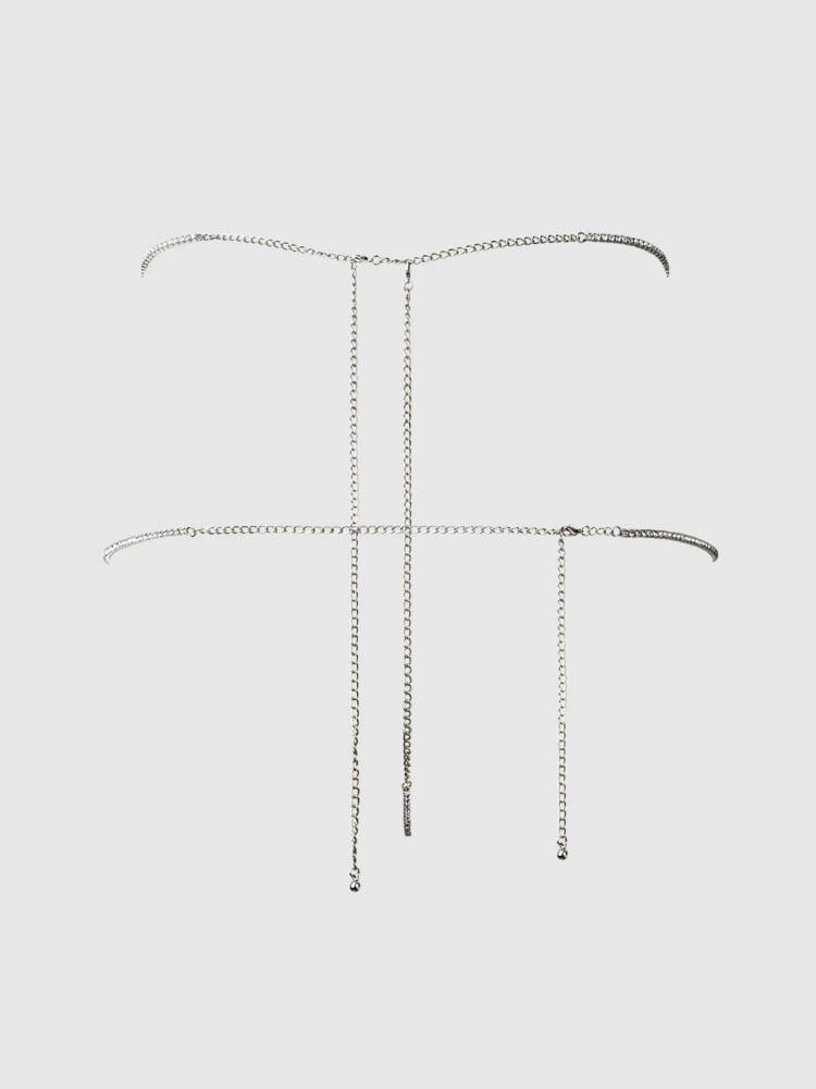 Rhinestone swirl knot panty  silver  