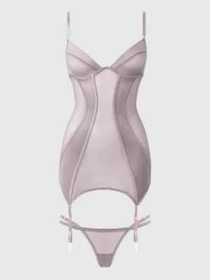 / RAQUEL chemise & g-string set grey rose