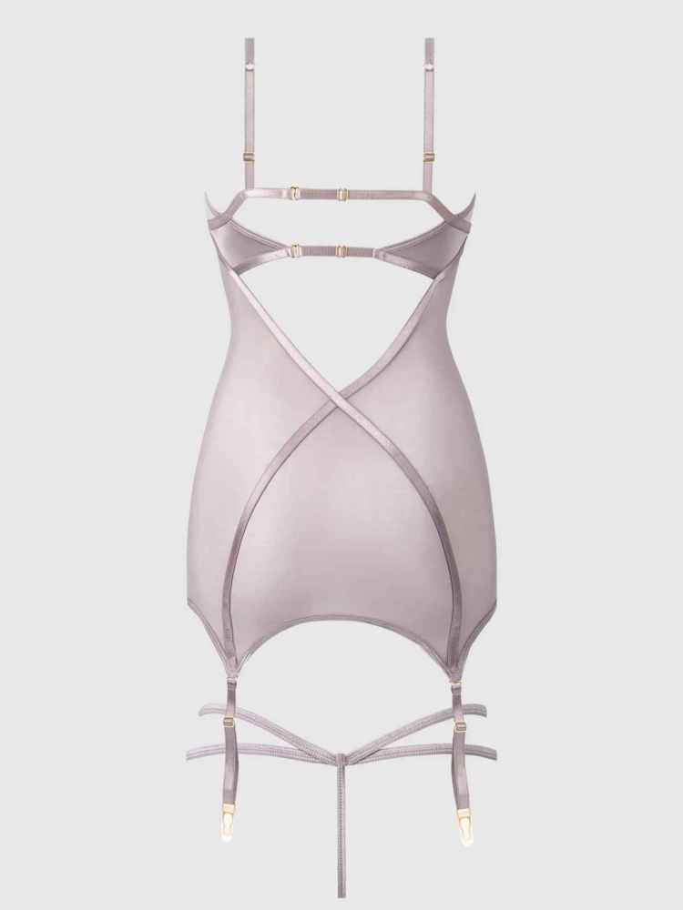 RAQUEL chemise & g-string set grey rose  