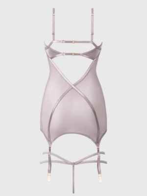 RAQUEL chemise & g-string set grey rose 