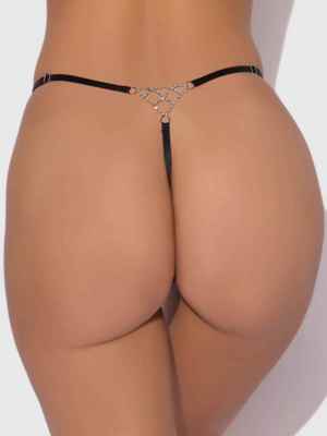 / KRYSTAL rhinestone net back g-string