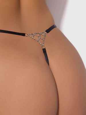 / KRYSTAL rhinestone net back g-string
