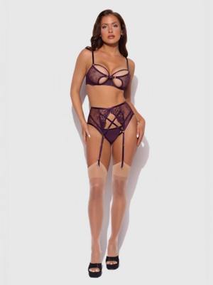 / Rosalie embroidered lace open-cup bra set