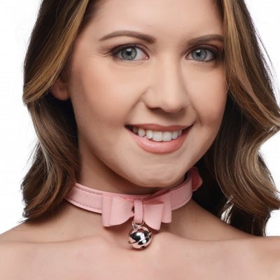 / Sugar Kitty Cat Bell Collar - Pink/Silver
