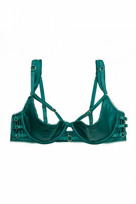 Ava strappy ring detail 1/4 cup green bra