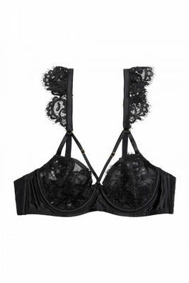 Anneliese satin net and lace bra black