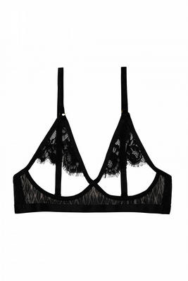 Blair open cup triangle  bra with geo mesh